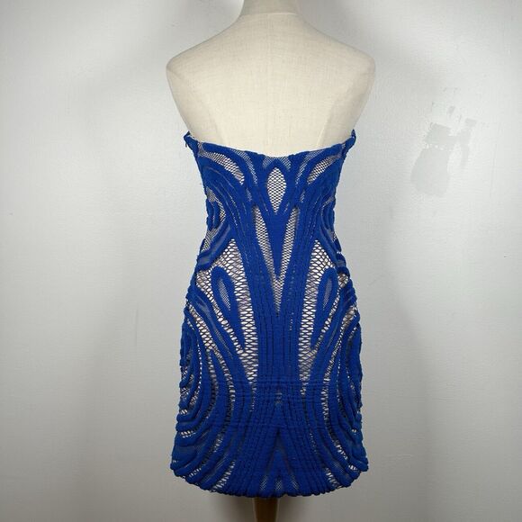 Rachel Allen Mini Strapless Blue Dress Women's Size 8 Party Dance Cocktail - Picture 3 of 10